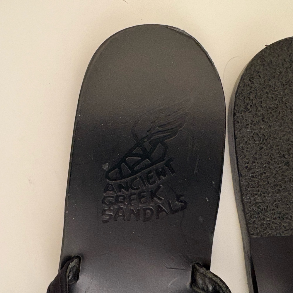Ancient Greek Sandals Black Floral Sandals - Picture 2 of 6